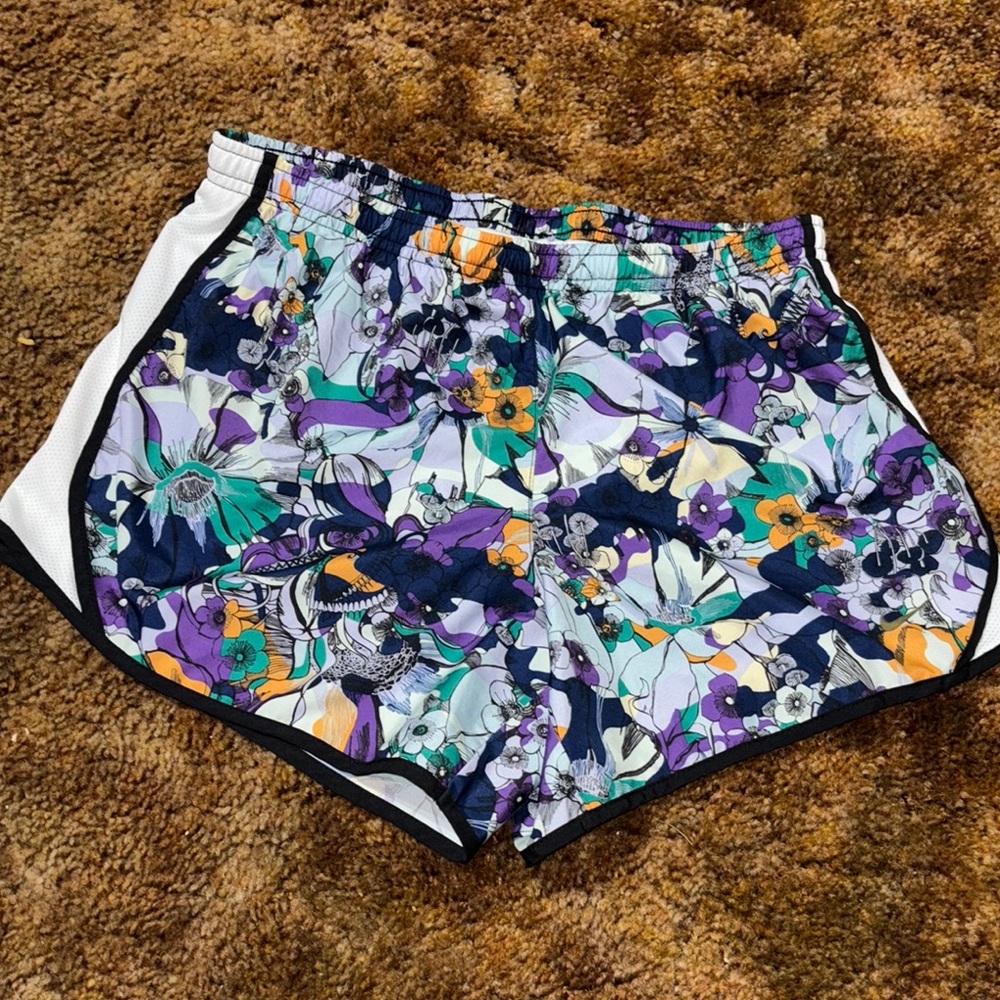 Nike Purple and Green Athletic Shorts